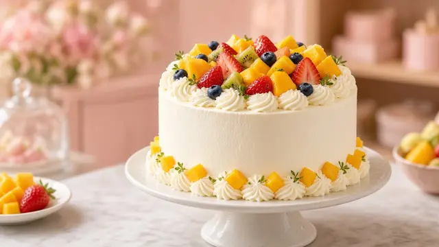 Fresh cream celebration cake